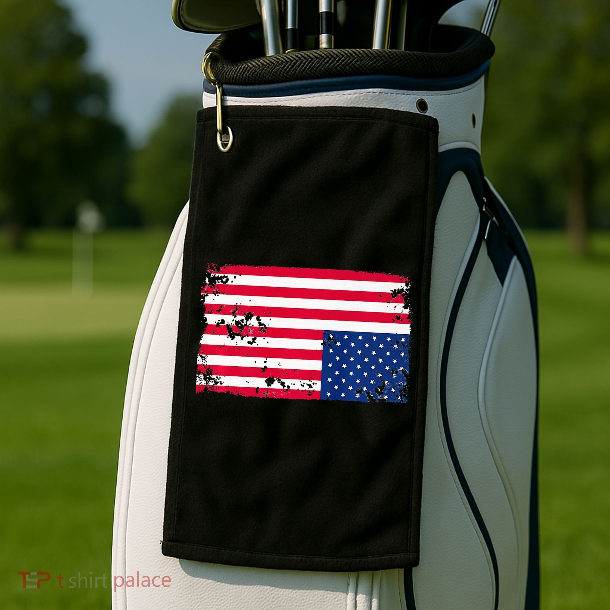 Distress Upside Down American Flag Golf Towel