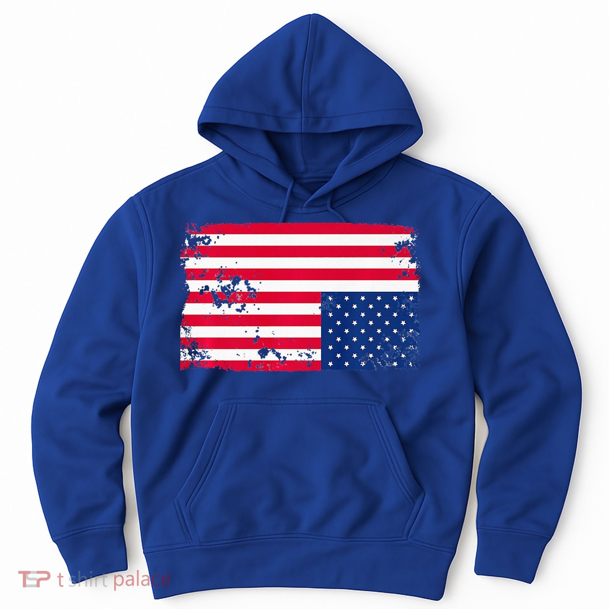 Distress Upside Down American Flag Hoodie