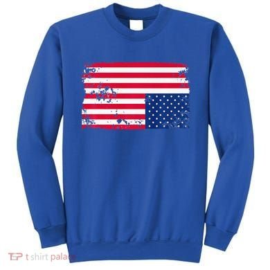 Distress Upside Down American Flag Sweatshirt