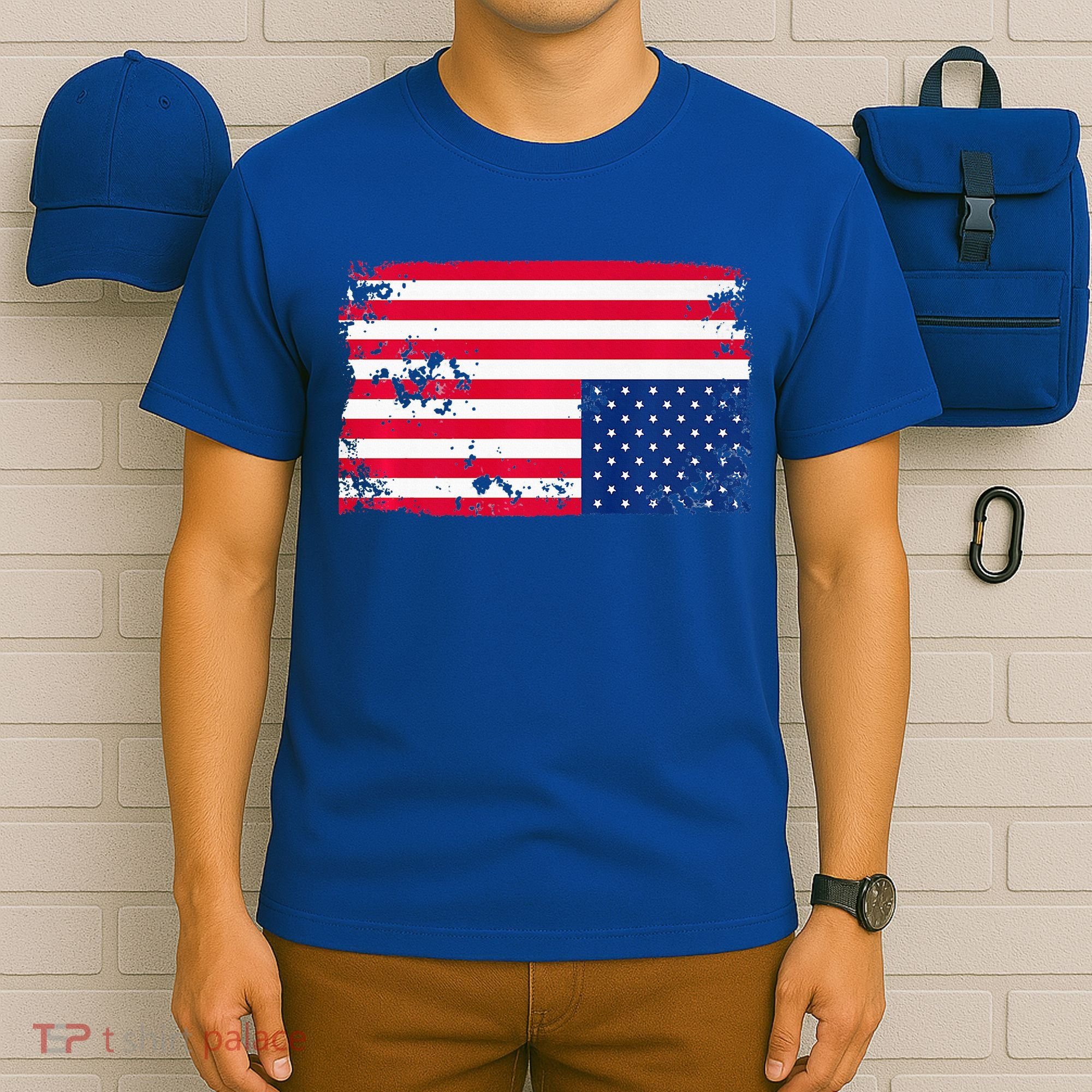 Distress Upside Down American Flag T-Shirt