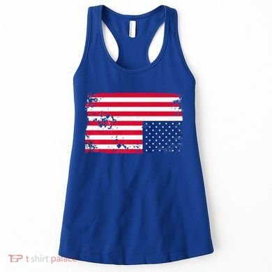 Distress Upside Down American Flag Women's Tank Top