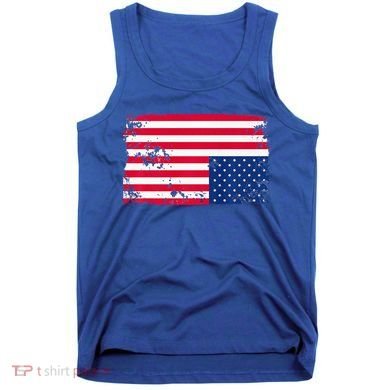 Distress Upside Down American Flag Tank Top