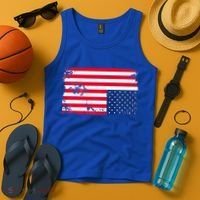 Distress Upside Down American Flag Tank Top thumb 4