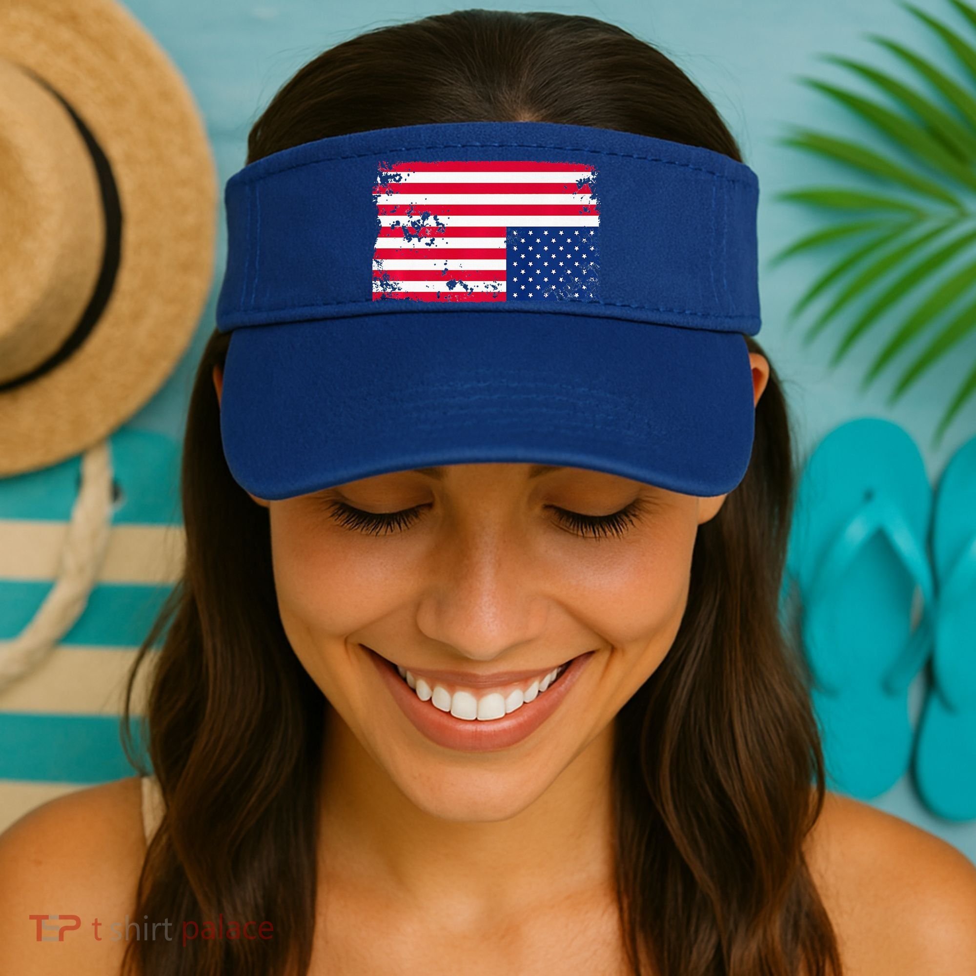 Distress Upside Down American Flag Visor