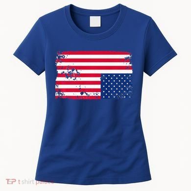 Distress Upside Down American Flag Women's T-Shirt