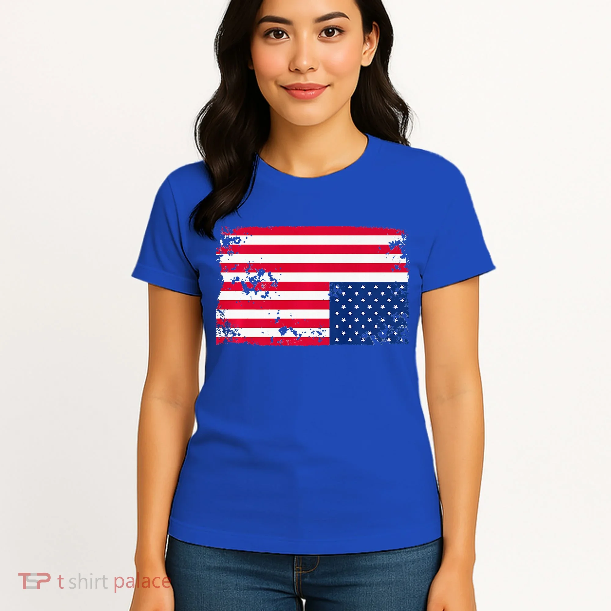 Distress Upside Down American Flag Women's T-Shirt