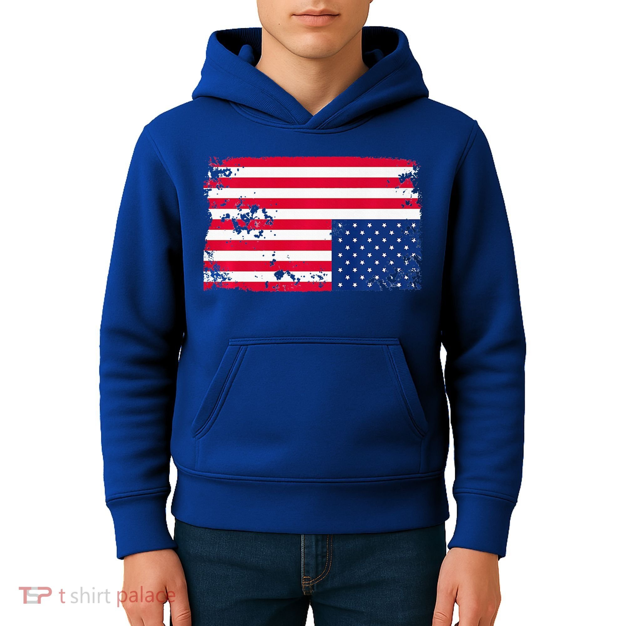 Distress Upside Down American Flag Kids Hoodie