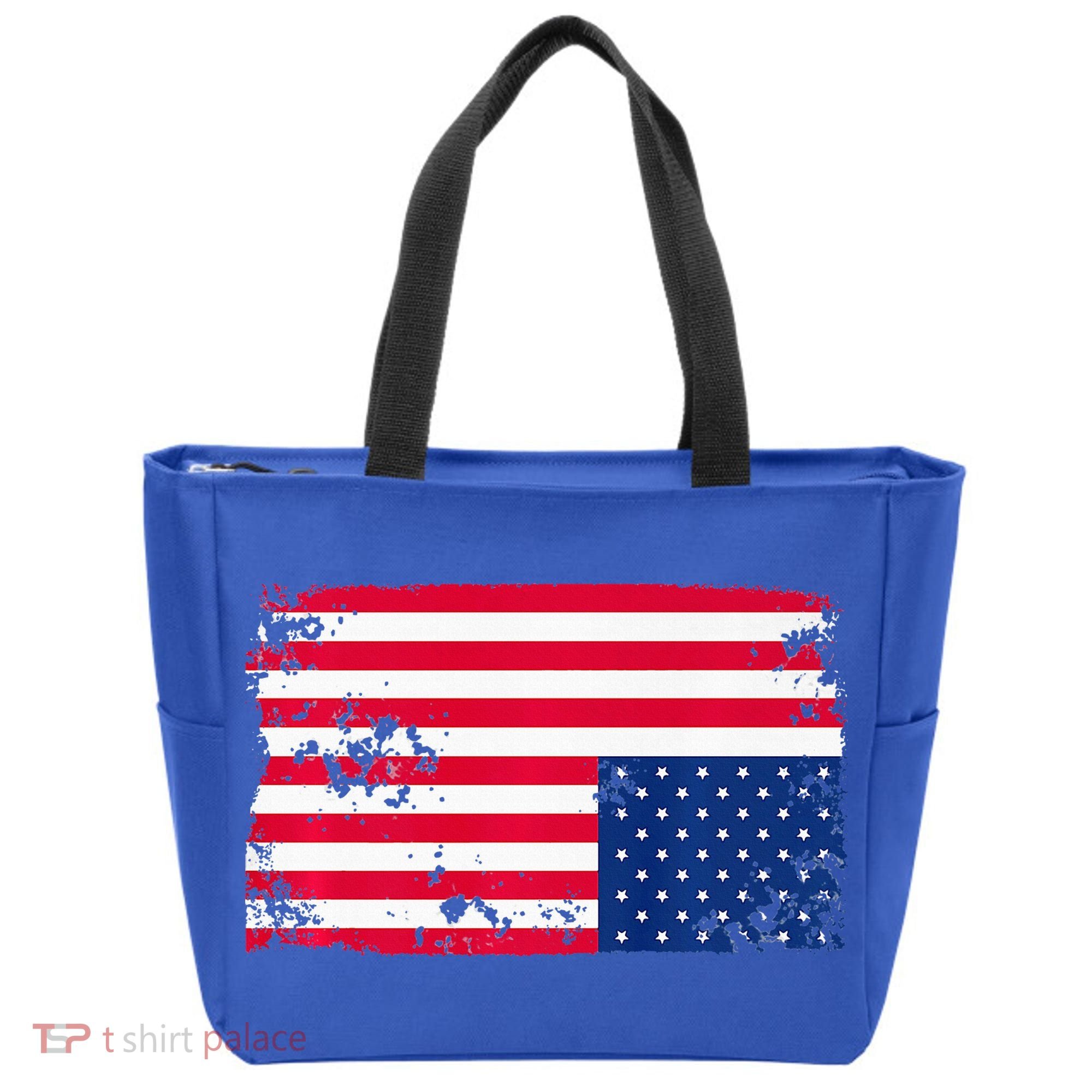 Distress Upside Down American Flag Tote Bag