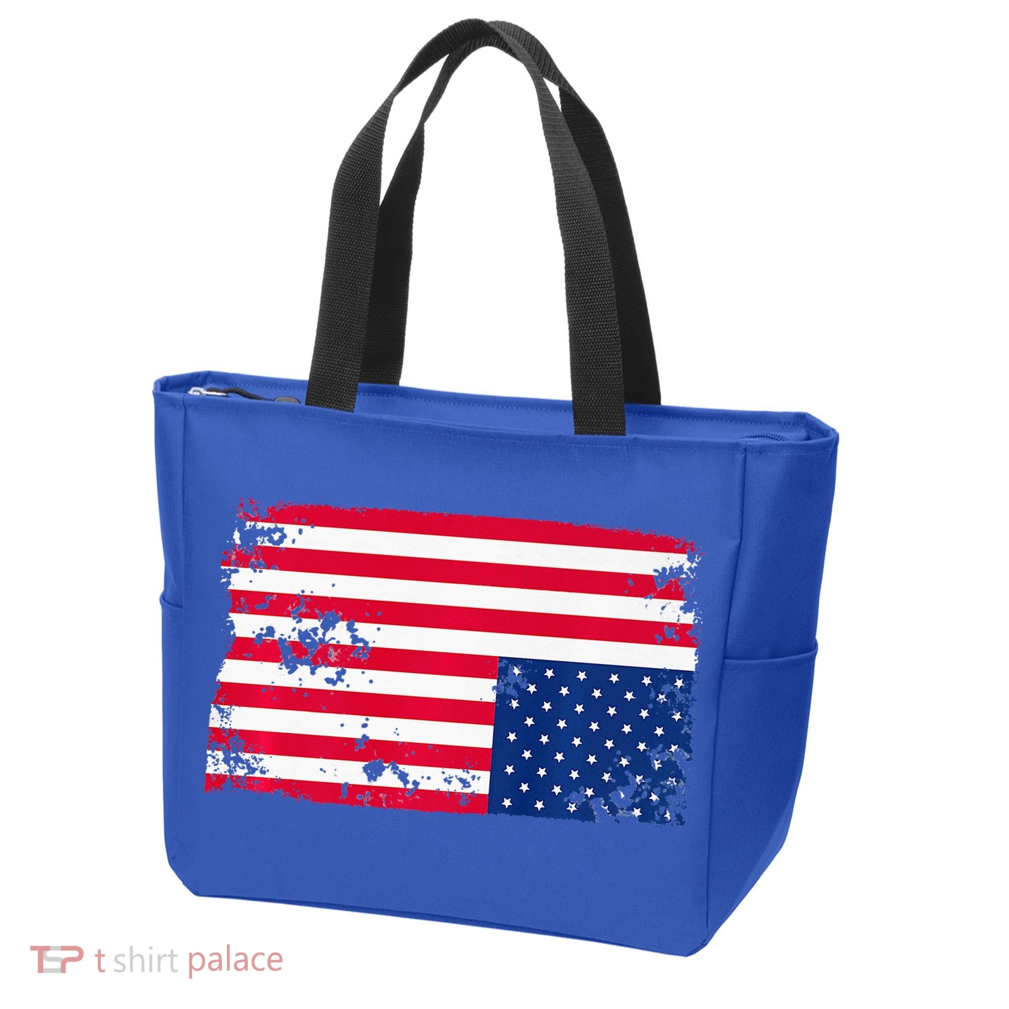 Distress Upside Down American Flag Tote Bag