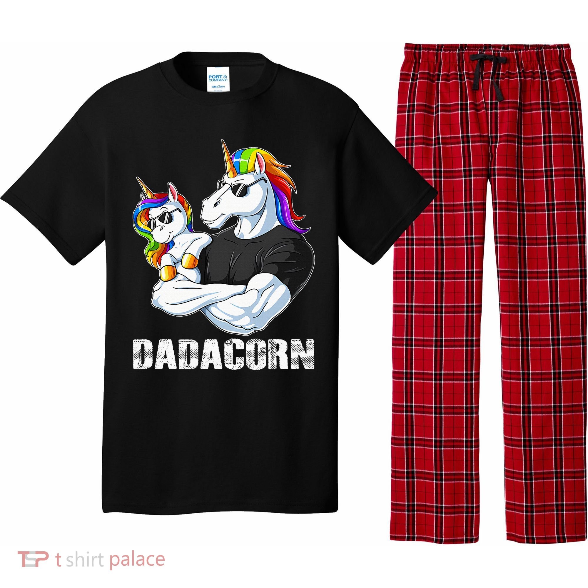 Dadacorn Unicorn Dad and Baby Christmas Papa Gift Pajama Set