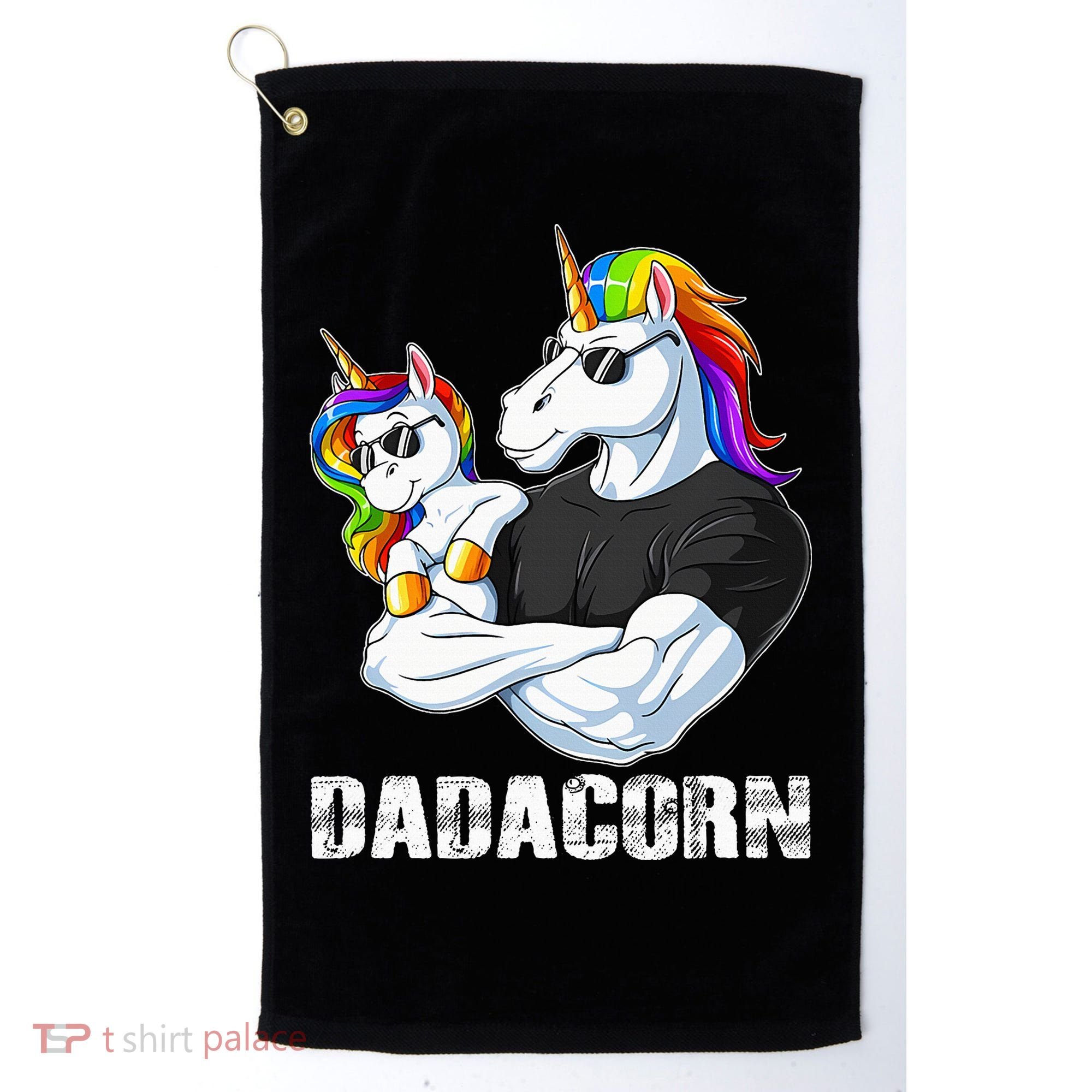 Dadacorn Unicorn Dad and Baby Christmas Papa Gift Golf Towel
