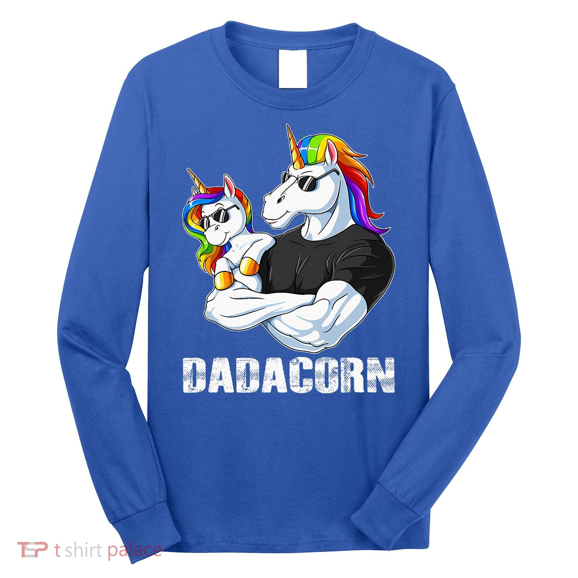 Dadacorn Unicorn Dad and Baby Christmas Papa Gift Long Sleeve Shirt