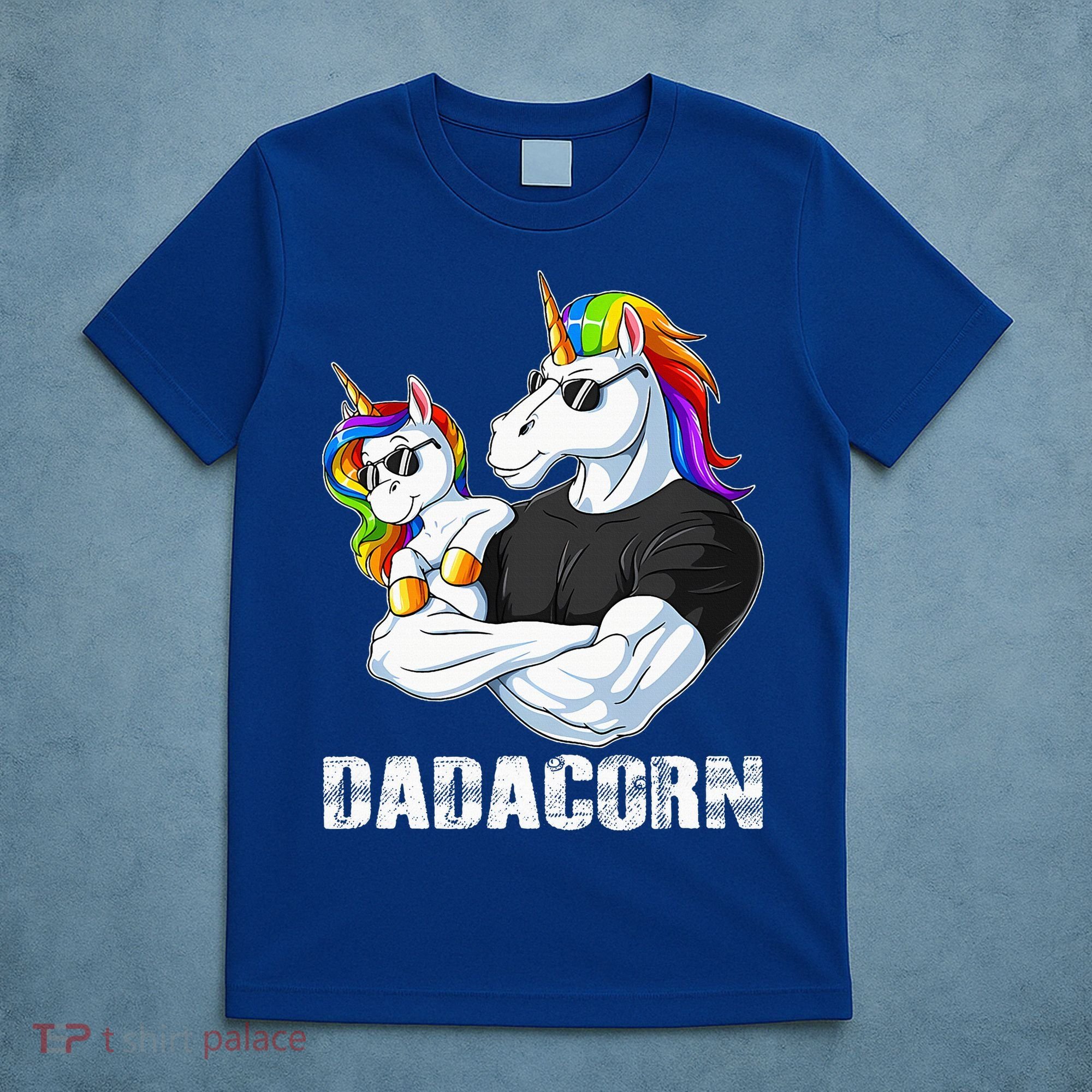 Dadacorn Unicorn Dad and Baby Christmas Papa Gift T-Shirt