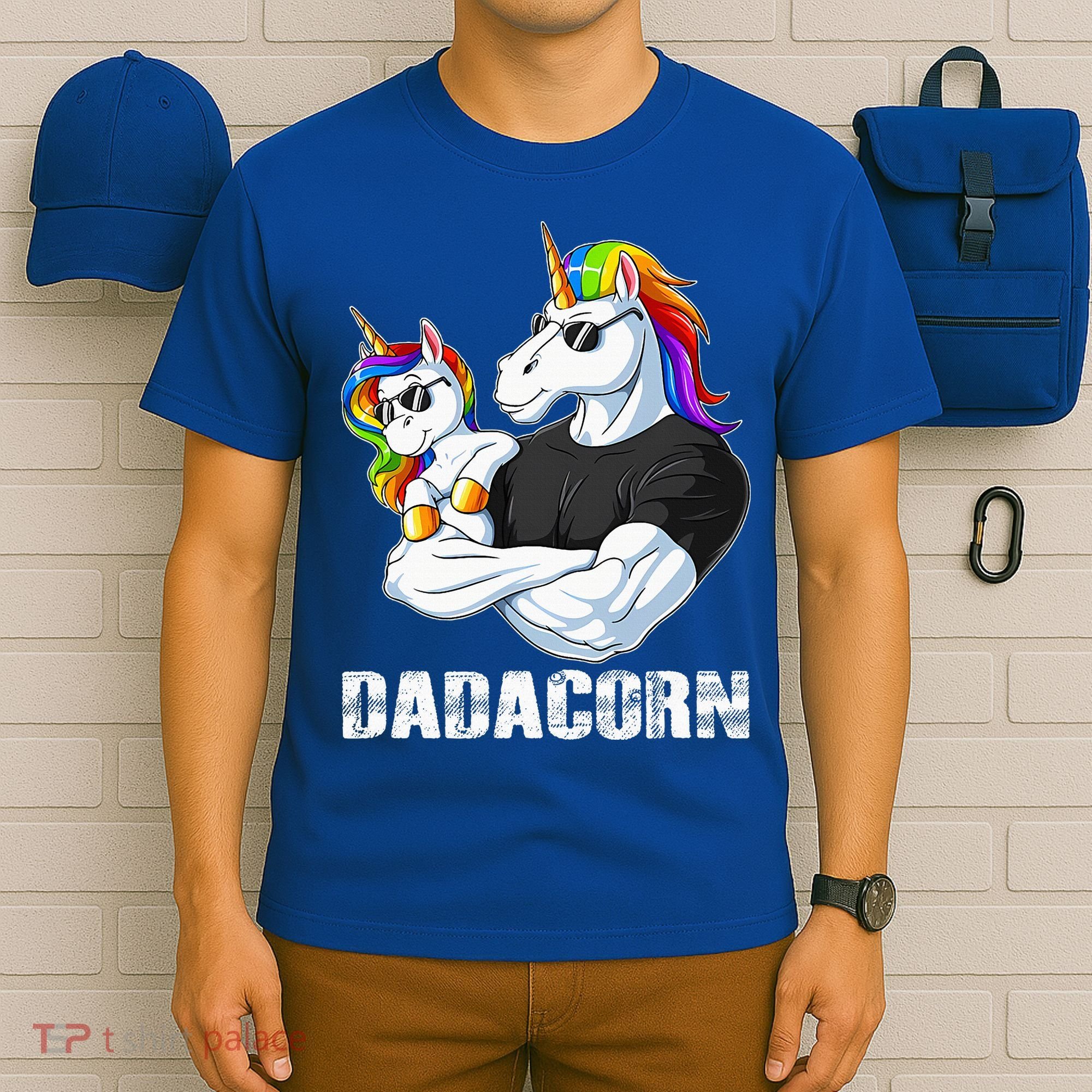 Dadacorn Unicorn Dad and Baby Christmas Papa Gift T-Shirt
