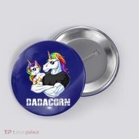 Dadacorn Unicorn Dad and Baby Christmas Papa Gift Button thumb 0