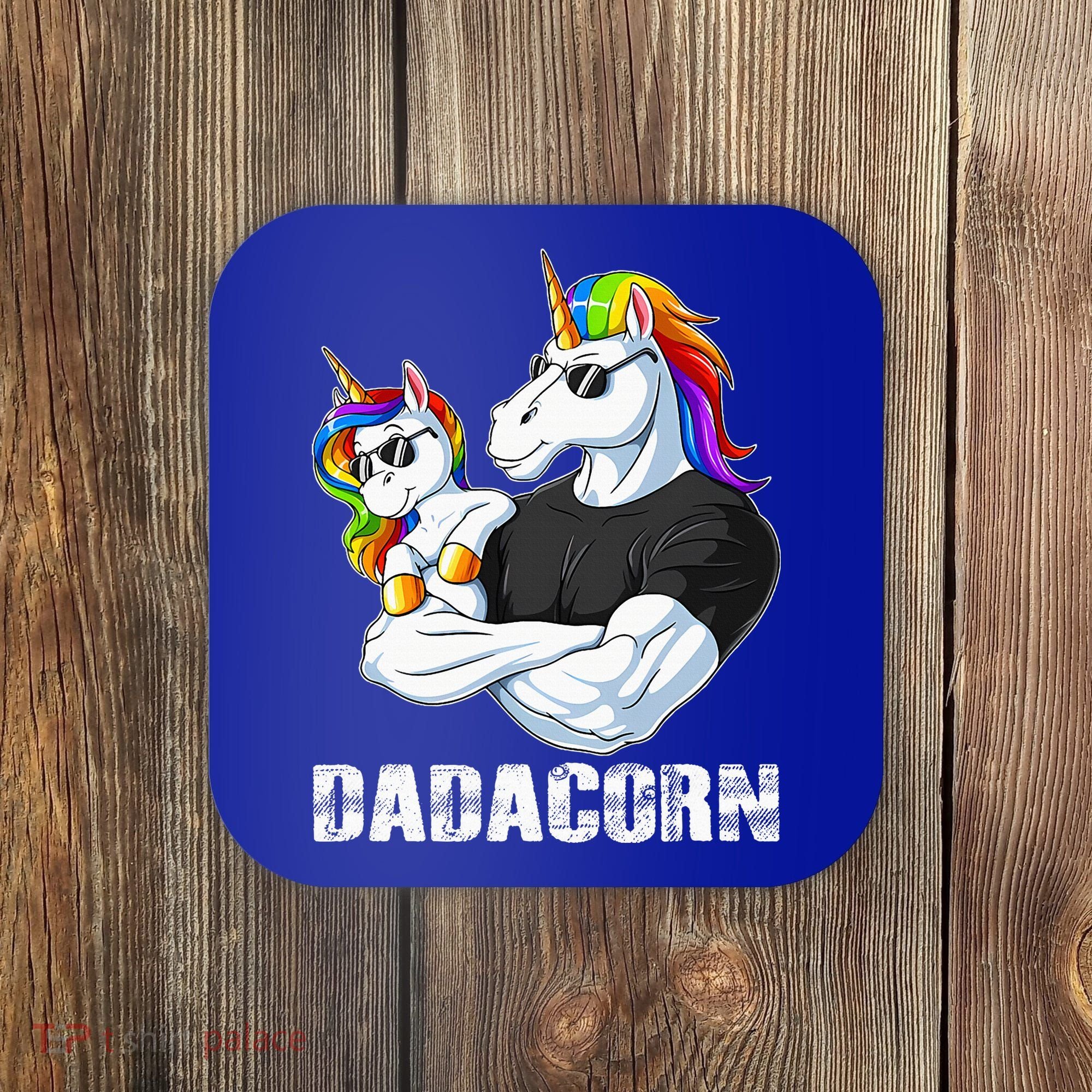 Dadacorn Unicorn Dad and Baby Christmas Papa Gift Coaster