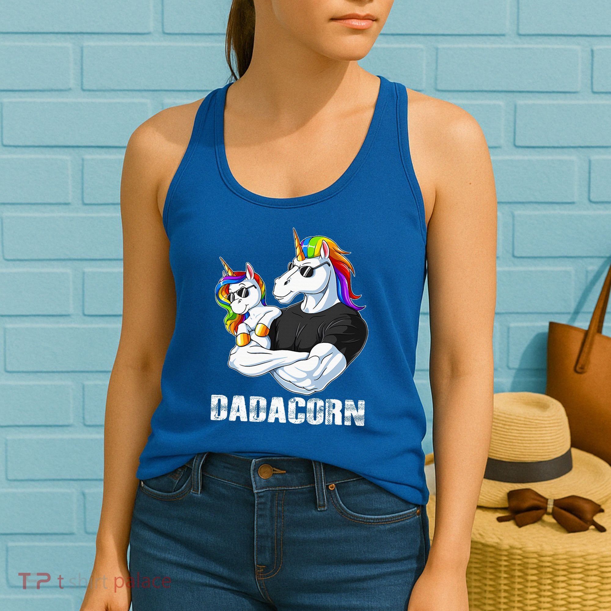 Dadacorn Unicorn Dad and Baby Christmas Papa Gift Women's Tank Top