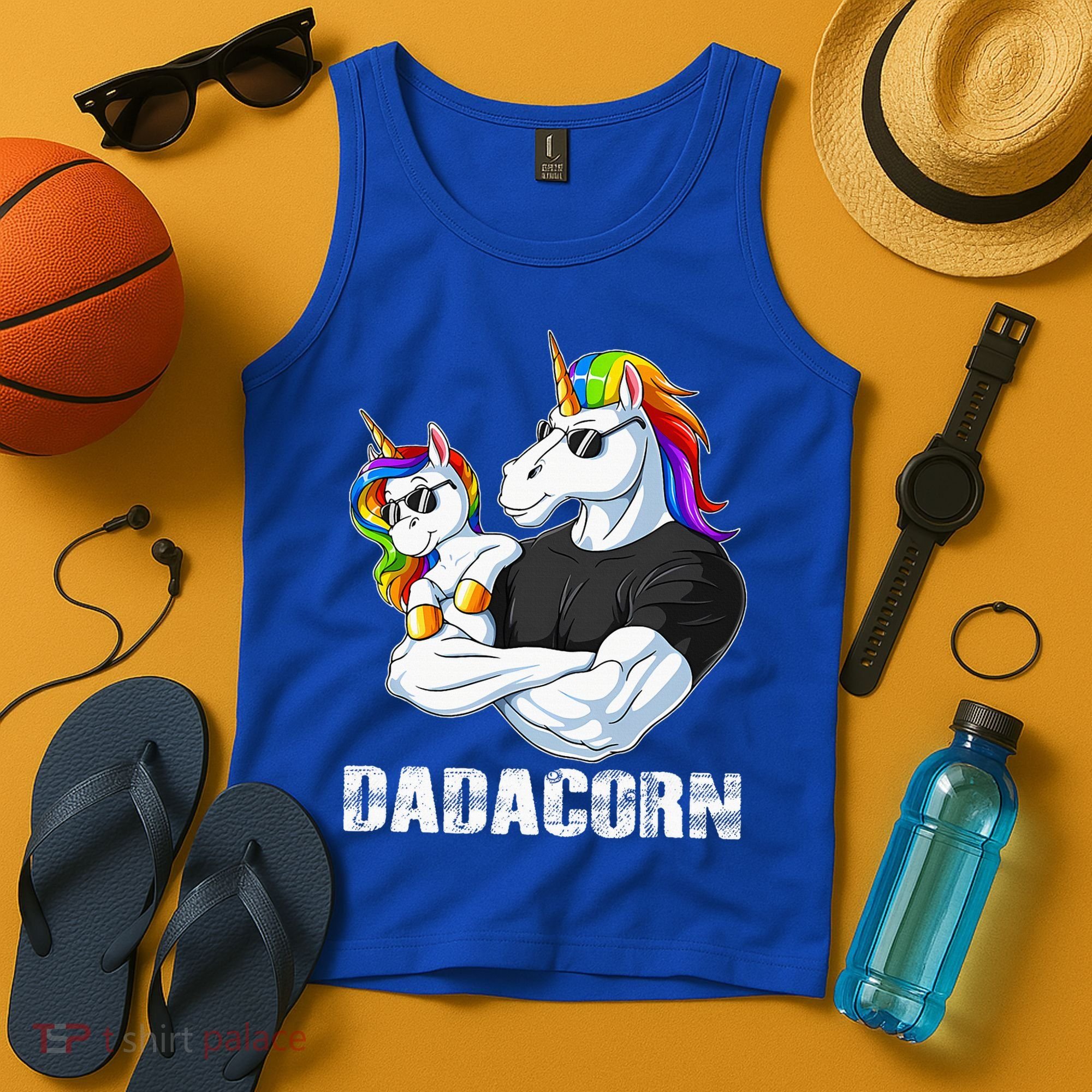 Dadacorn Unicorn Dad and Baby Christmas Papa Gift Tank Top