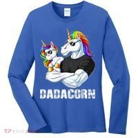 Dadacorn Unicorn Dad and Baby Christmas Papa Gift Women's Long Sleeve Shirt thumb 0