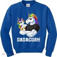 Dadacorn Unicorn Dad and Baby Christmas Papa Gift Kids Sweatshirt thumb 0