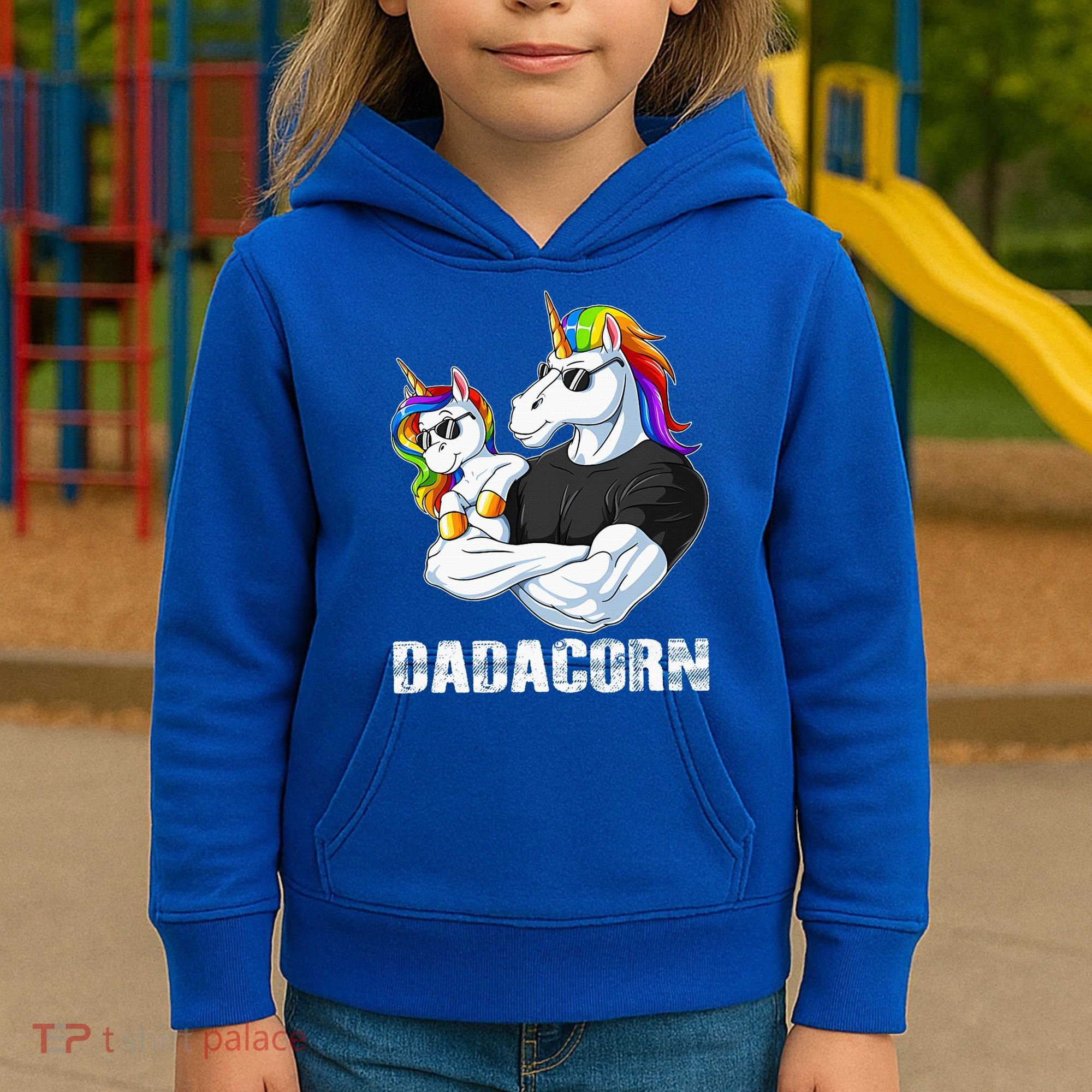 Dadacorn Unicorn Dad and Baby Christmas Papa Gift Kids Hoodie