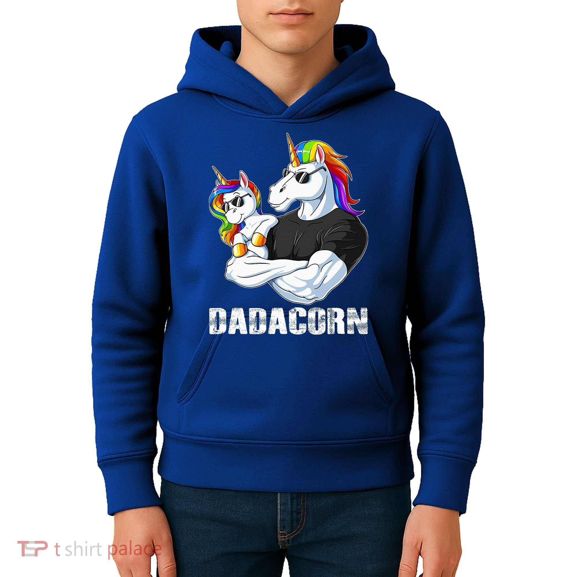 Dadacorn Unicorn Dad and Baby Christmas Papa Gift Kids Hoodie