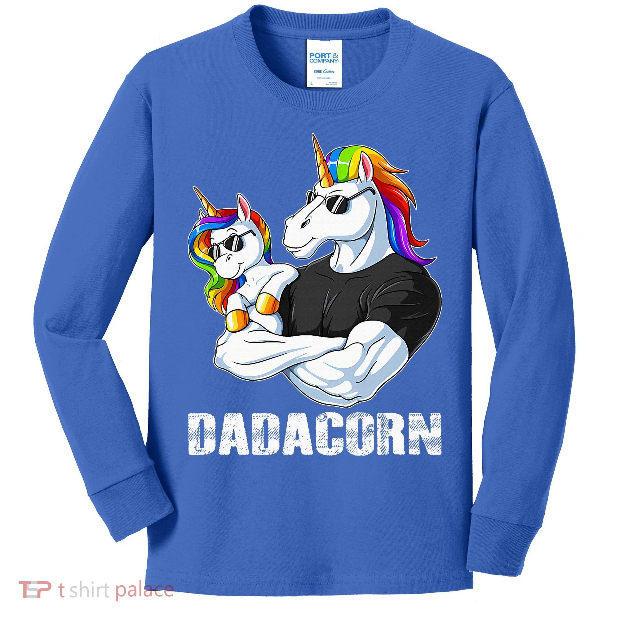 Dadacorn Unicorn Dad and Baby Christmas Papa Gift Kids Long Sleeve Shirt