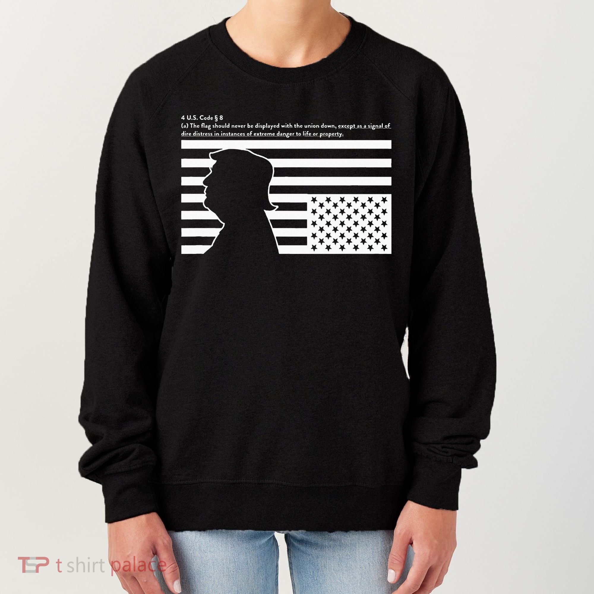 Distress Upside Down Flag Code Usa Save America Women's Sweatshirt
