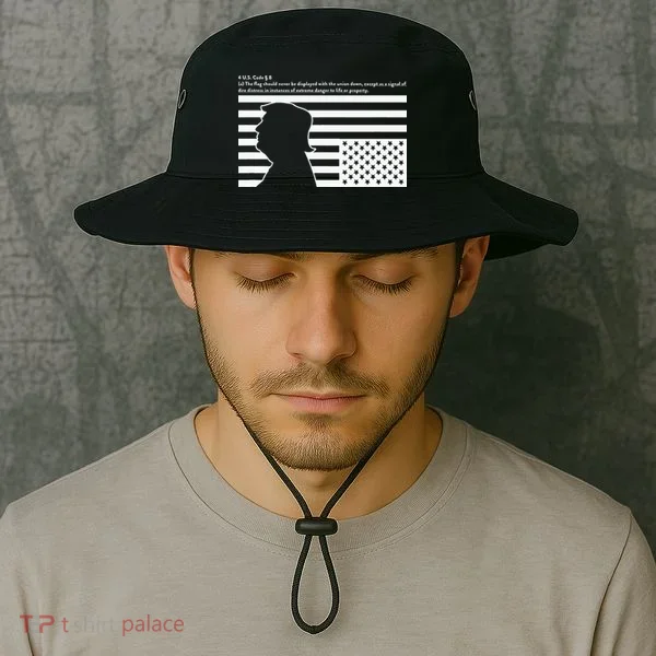 Distress Upside Down Flag Code Usa Save America Bucket Hat