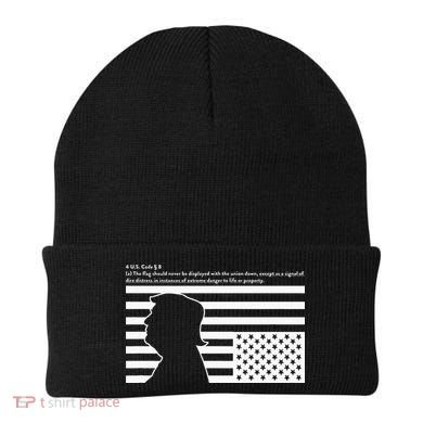 Distress Upside Down Flag Code Usa Save America Beanie