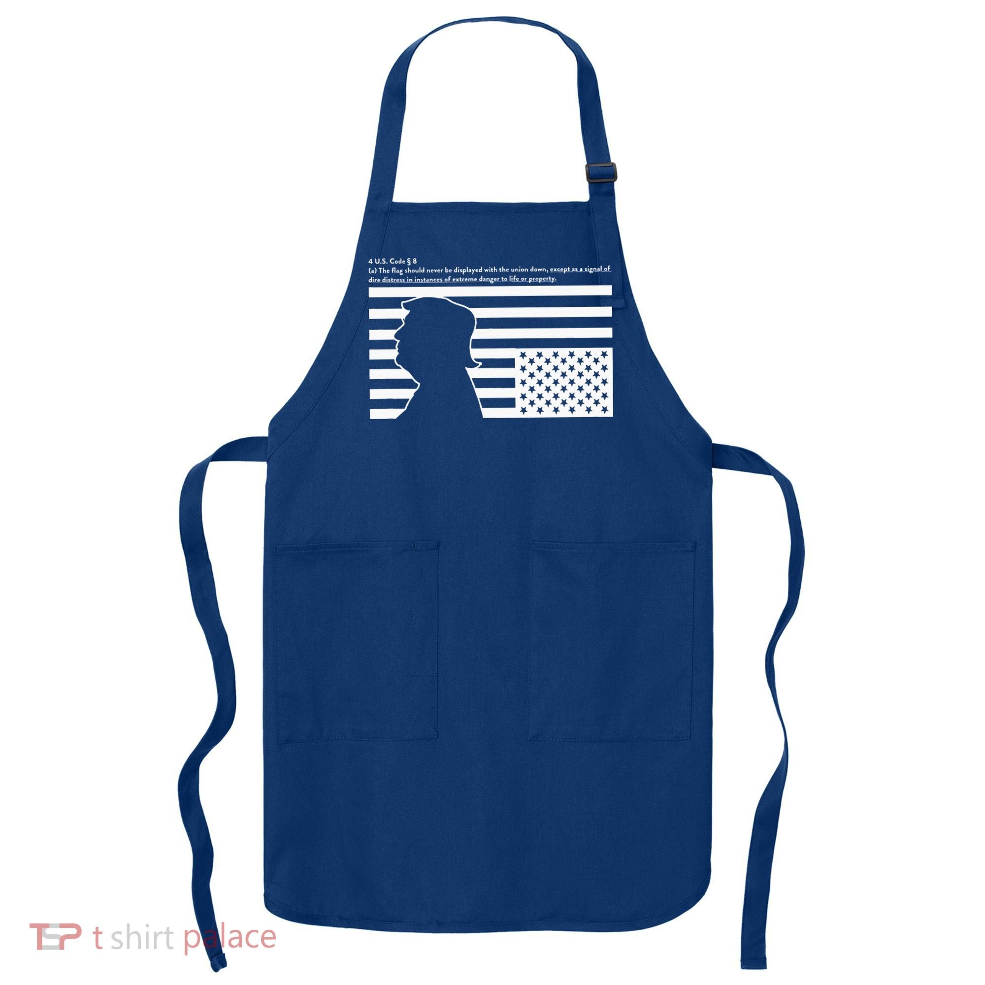 Distress Upside Down Flag Code Usa Save America Apron