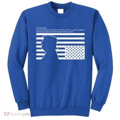 Distress Upside Down Flag Code Usa Save America Sweatshirt