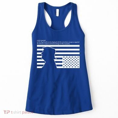 Distress Upside Down Flag Code Usa Save America Women's Tank Top