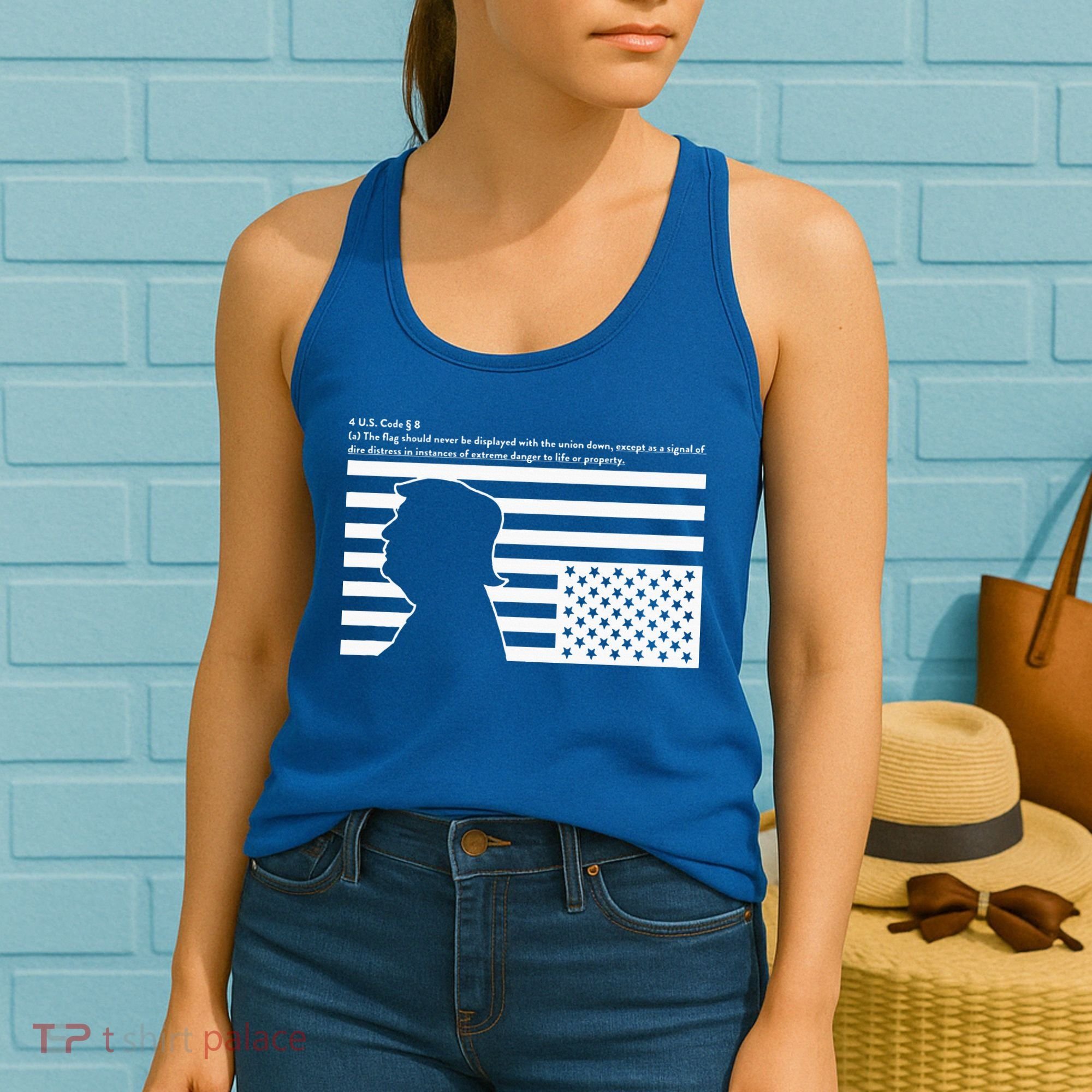 Distress Upside Down Flag Code Usa Save America Women's Tank Top