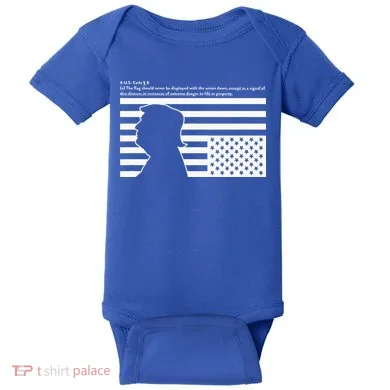 Distress Upside Down Flag Code Usa Save America Baby Bodysuit