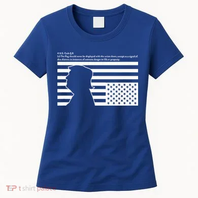 Distress Upside Down Flag Code Usa Save America Women's T-Shirt