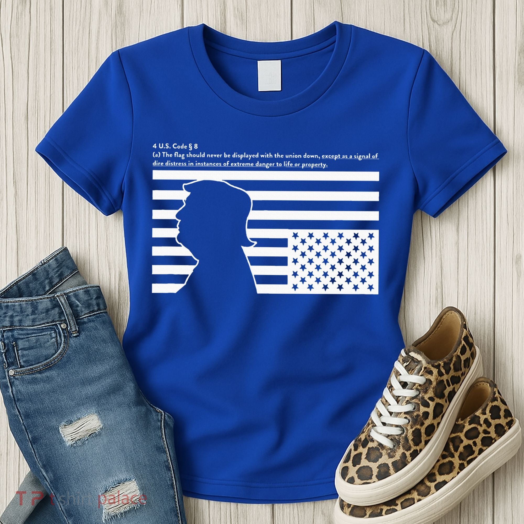 Distress Upside Down Flag Code Usa Save America Women's T-Shirt