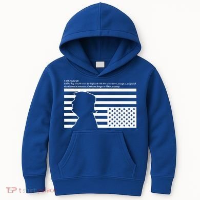 Distress Upside Down Flag Code Usa Save America Kids Hoodie