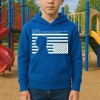 Distress Upside Down Flag Code Usa Save America Kids Hoodie thumb 2