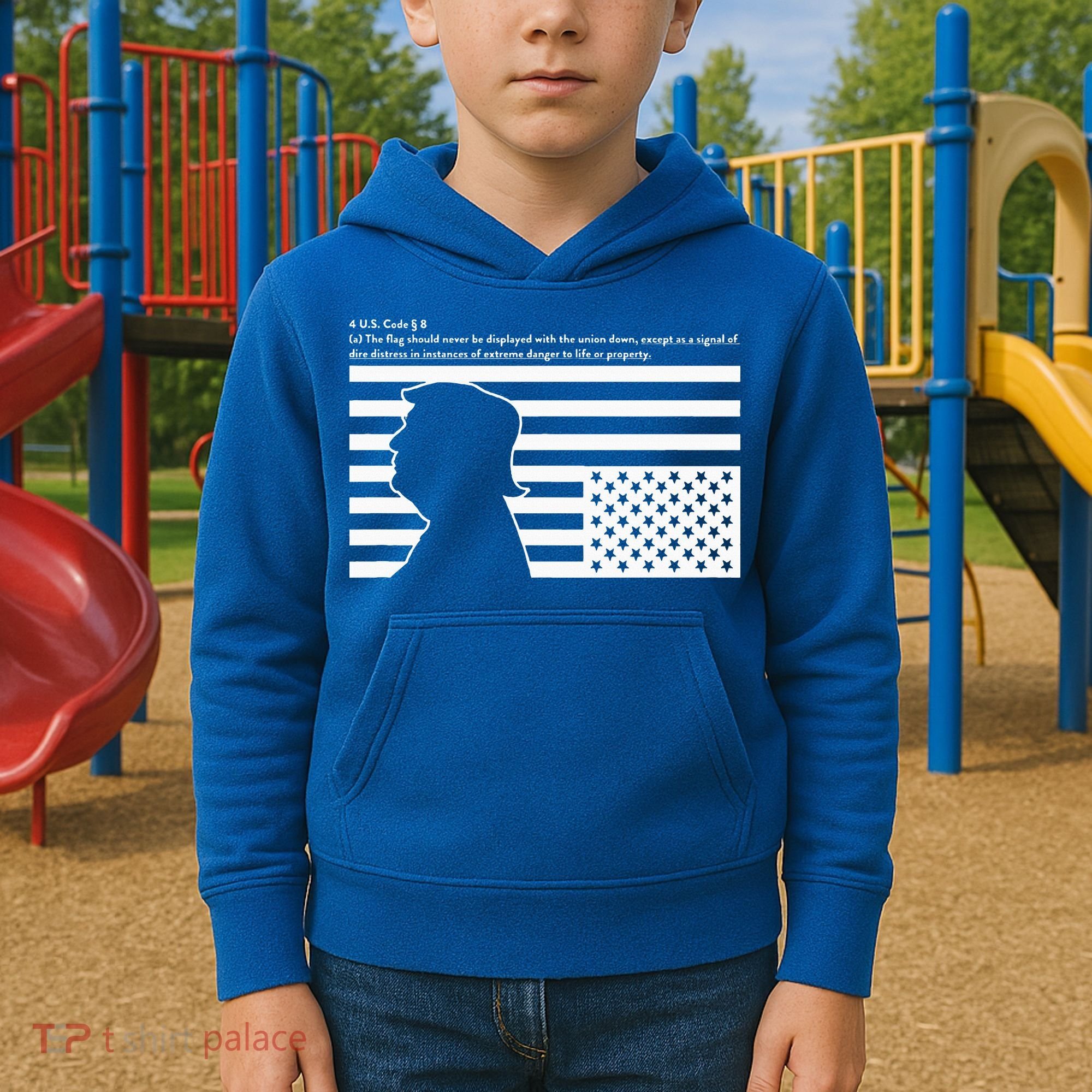 Distress Upside Down Flag Code Usa Save America Kids Hoodie