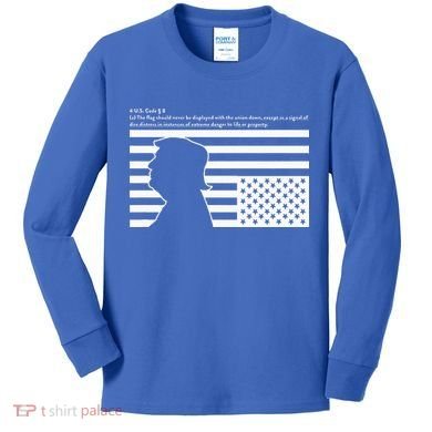 Distress Upside Down Flag Code Usa Save America Kids Long Sleeve Shirt