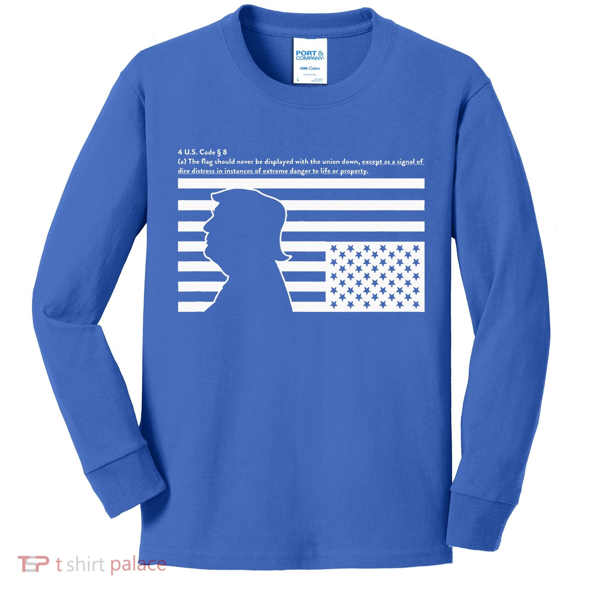 Distress Upside Down Flag Code Usa Save America Kids Long Sleeve Shirt