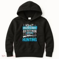 Don't Under Estimate An Old Man Who Loves Hunting Kids Hoodie thumb 0