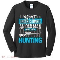 Don't Under Estimate An Old Man Who Loves Hunting Kids Long Sleeve Shirt thumb 0