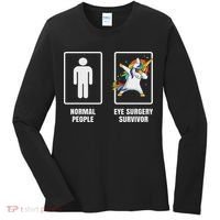 Dabbing Unicorn Eye Surgery Survivor Recovery Get Well Gift Women's Long Sleeve Shirt thumb 0