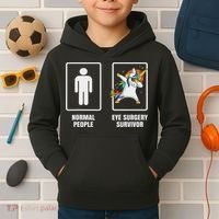 Dabbing Unicorn Eye Surgery Survivor Recovery Get Well Gift Kids Hoodie thumb 2