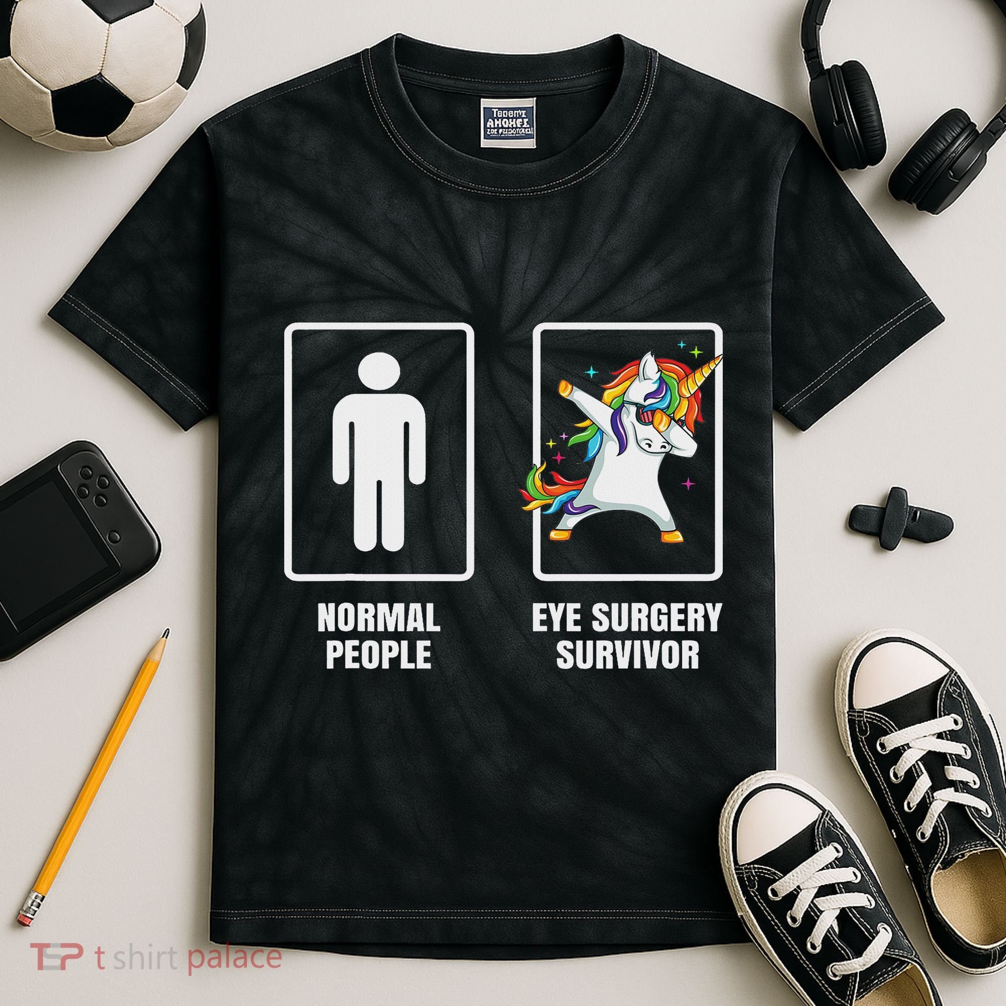 Dabbing Unicorn Eye Surgery Survivor Recovery Get Well Gift Kids Tie-Dye T-Shirt