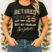Distressed USA Flag Retired 2026 Not My Problem Anymore Women's T-Shirt thumb 2
