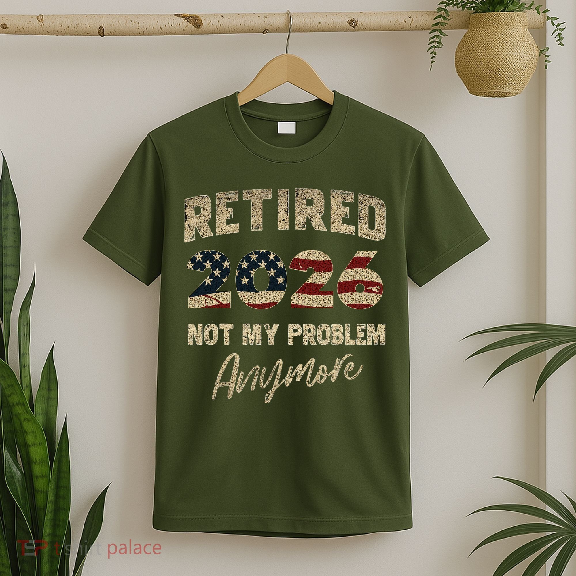 Distressed USA Flag Retired 2026 Not My Problem Anymore T-Shirt