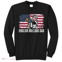 Distressed USA Flag English Bulldog Dad Fathers Day Sweatshirt thumb 0